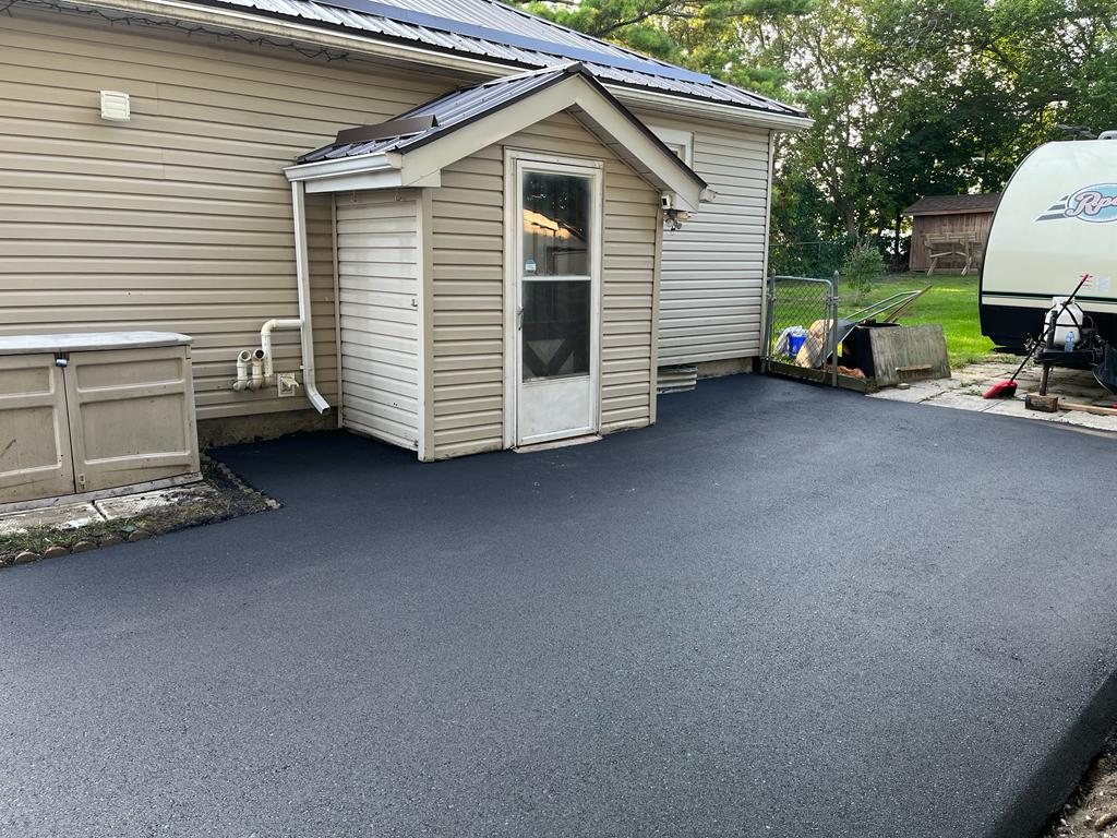 freshly paved driveway
