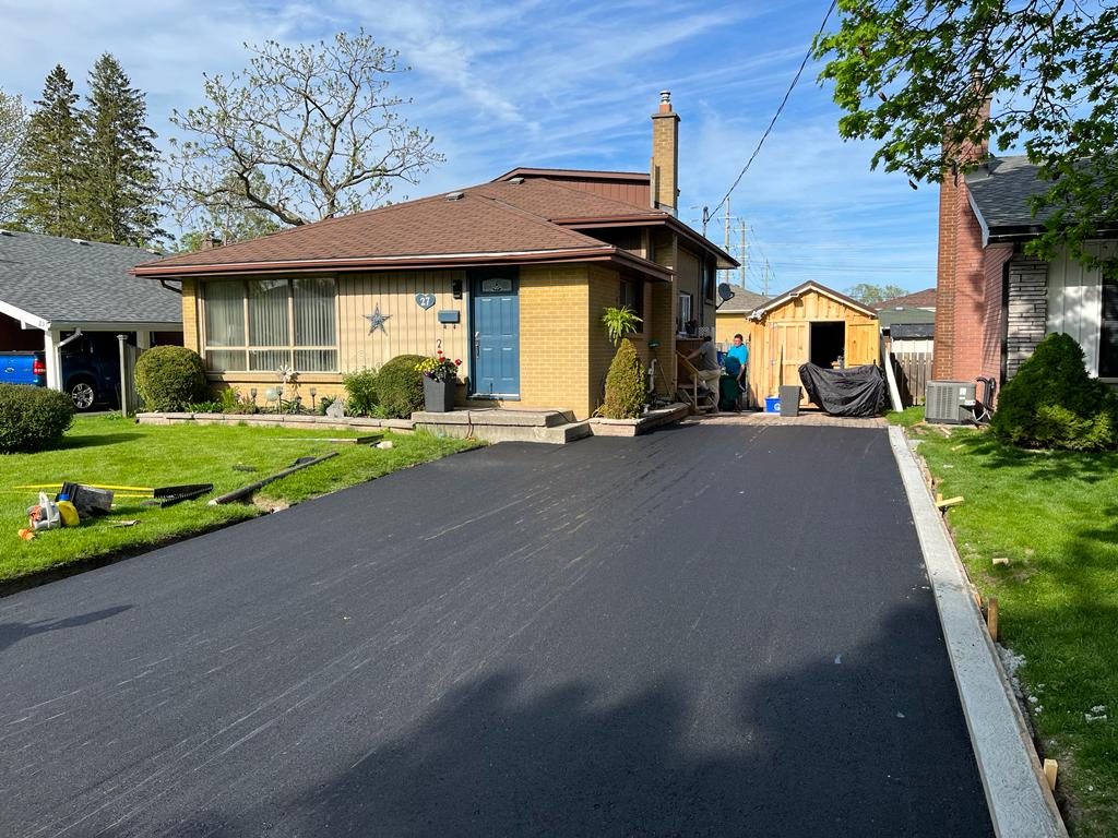 freshly paved driveway