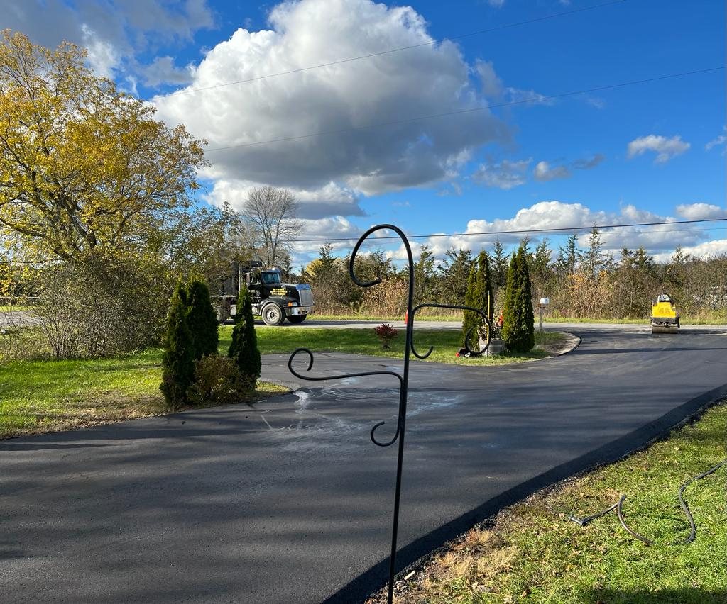 freshly paved driveway