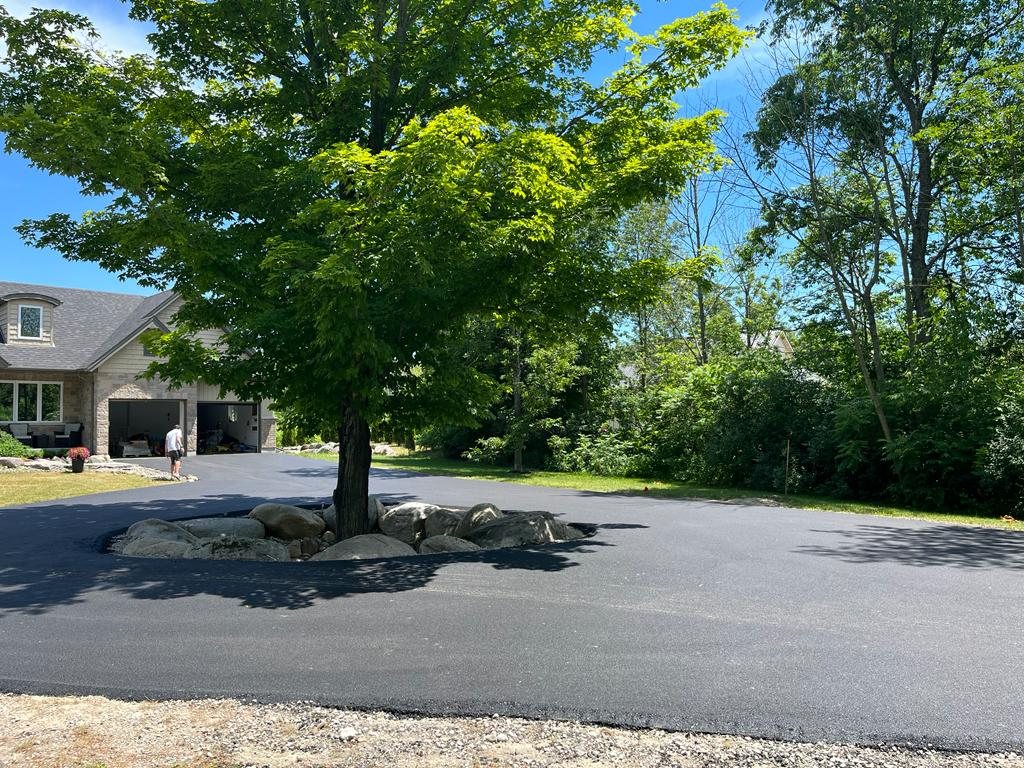 freshly paved driveway