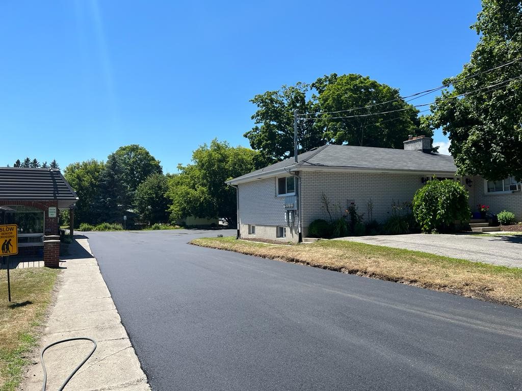 freshly paved driveway
