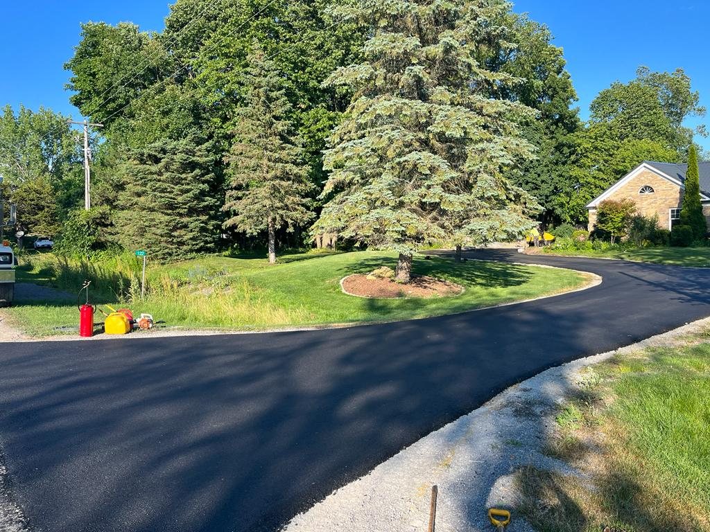 freshly paved residential driveway