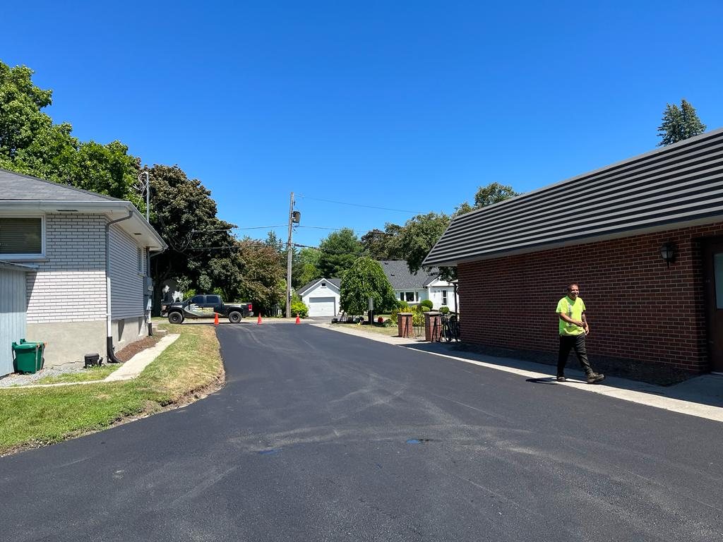 freshly paved commercial driveway