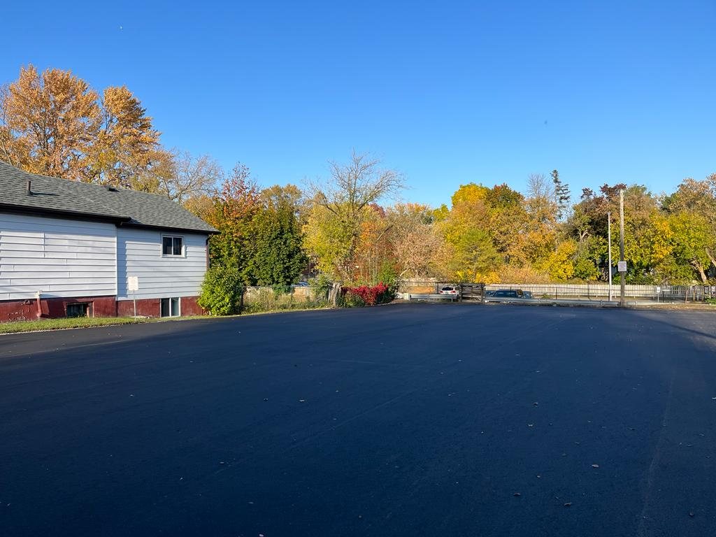 freshly paved parking lot addition