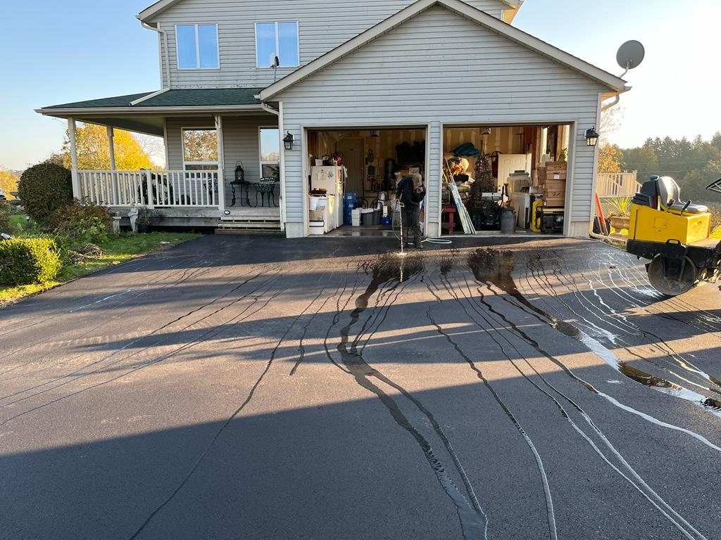 freshly paved driveway