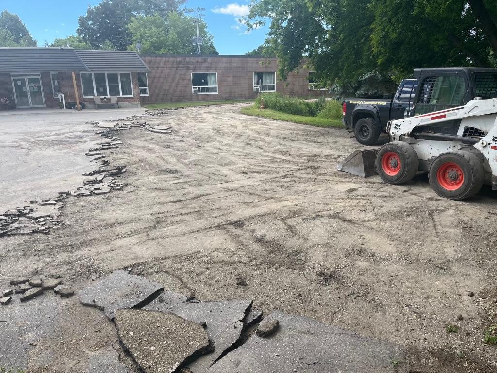 preparing a commercial parking lot for paving