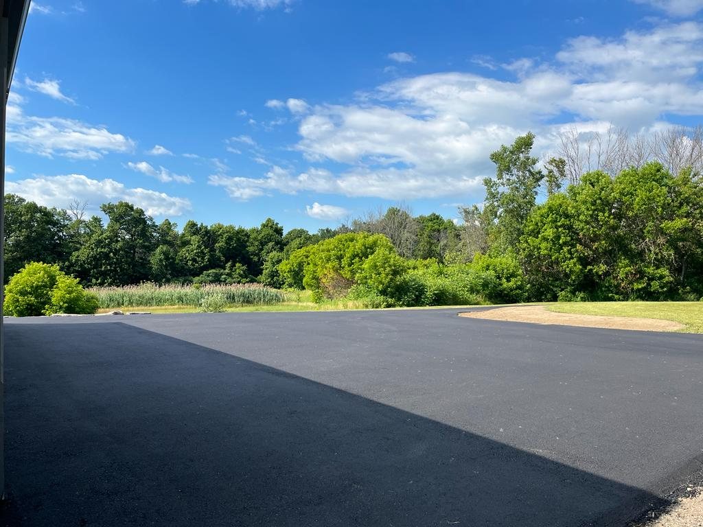 freshly paved parking lot