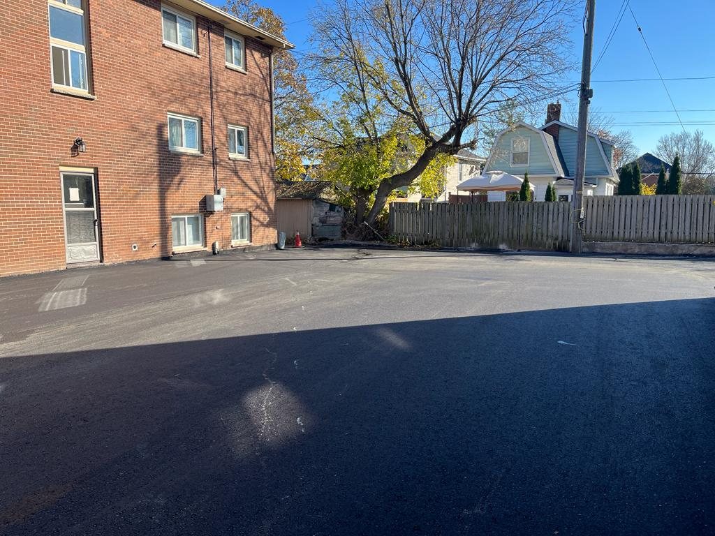 freshly paved parking lot