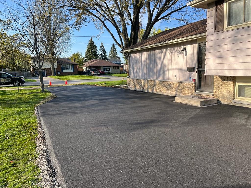 freshly paved driveway