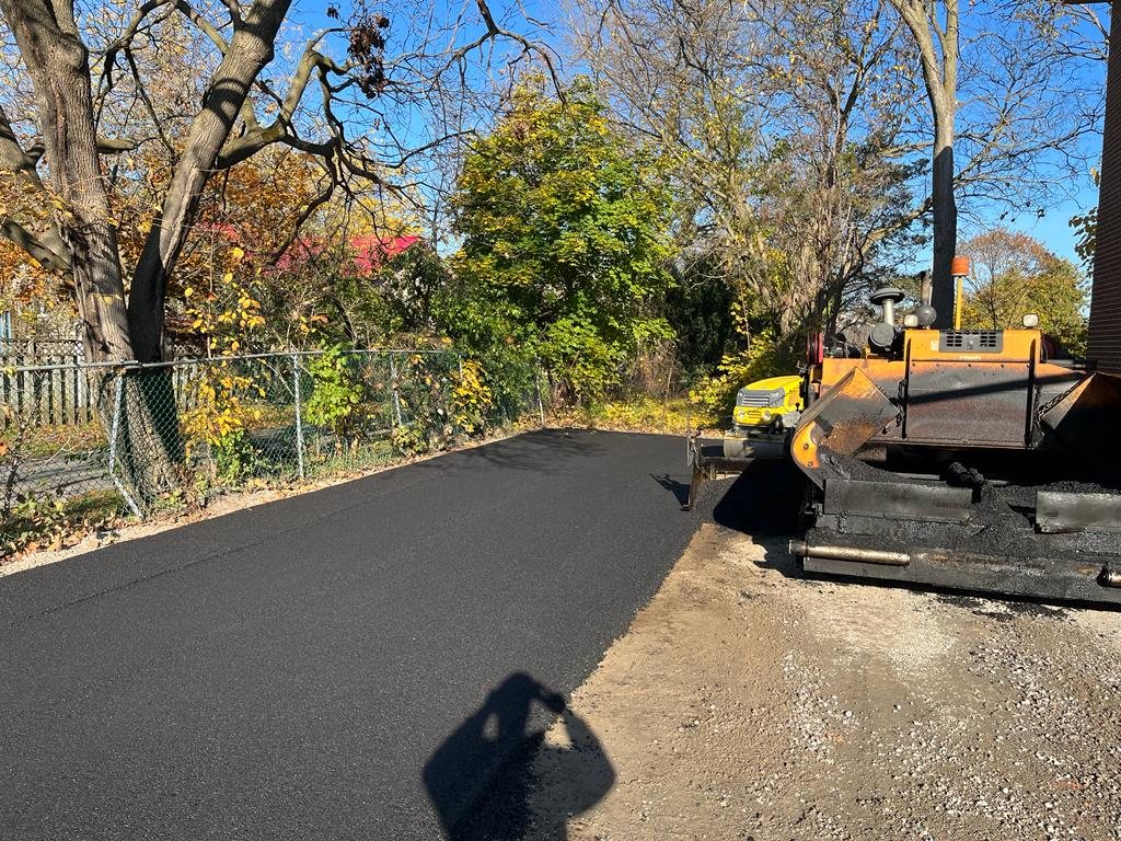 freshly paved driveway
