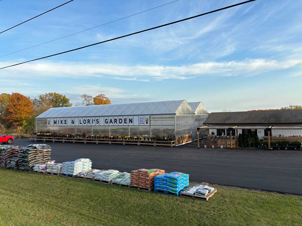 Finished pave at Mike and Lori's Garden Centre, shown from the front.