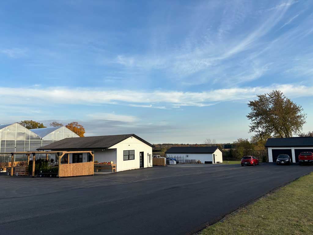 Completed pave at Mike and Lori's Garden Centre shown from the side