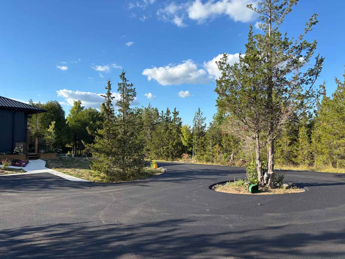 Circular driveway paved